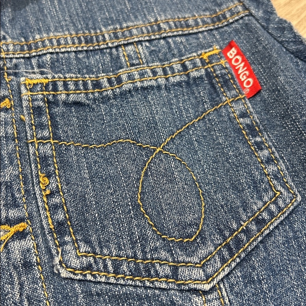 Vintage 90s BONGO Denim Corset Style Vest Button Front Raw Hem Sleeveless Blouse - Picture 5 of 10